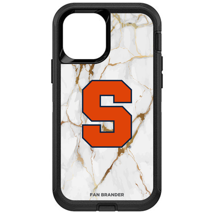 OtterBox Black Phone case with Syracuse Orange Tide White Marble Background