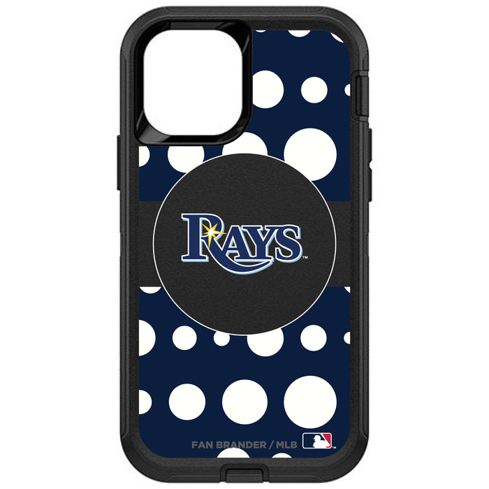 OtterBox Black Phone case with Tampa Bay Rays Primary Logo and Polka Dots Design