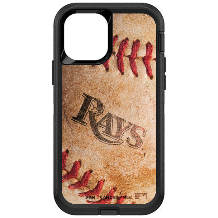 OtterBox Black Phone case with Tampa Bay Rays Primary Logo and Baseball Design