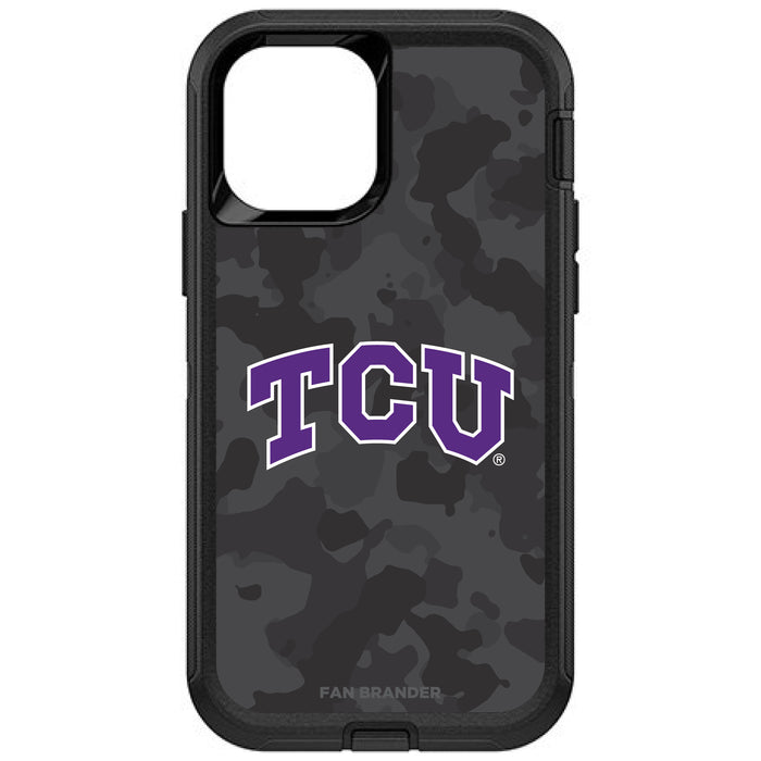 OtterBox Black Phone case with Texas Christian University Horned Frogs Urban Camo Background