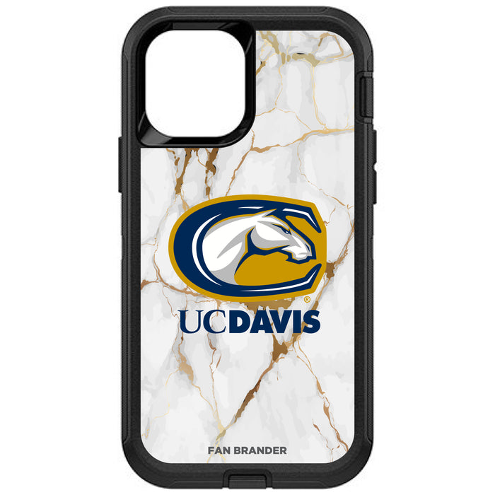 OtterBox Black Phone case with UC Davis Aggies Tide White Marble Background