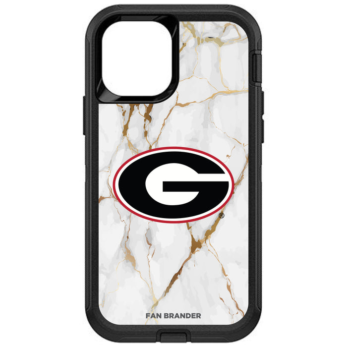 OtterBox Black Phone case with Georgia Bulldogs Tide White Marble Background