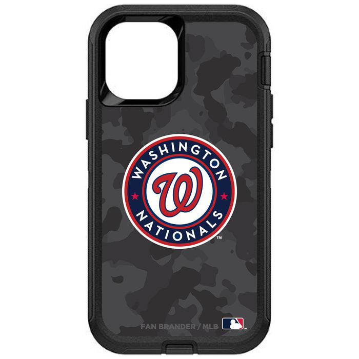 OtterBox Black Phone case with Washington Nationals Primary Logo Urban Camo background