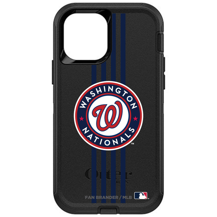 OtterBox Black Phone case with Washington Nationals Primary Logo and Vertical Stripe