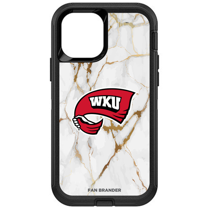 OtterBox Black Phone case with Western Kentucky Hilltoppers Tide White Marble Background