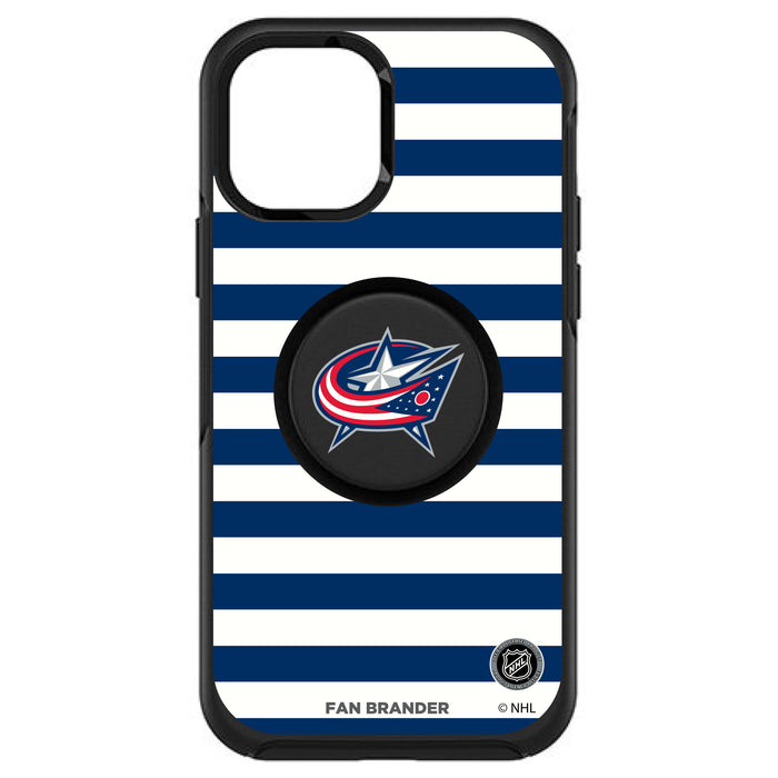 OtterBox Otter + Pop symmetry Phone case with Columbus Blue Jackets Stripes Design