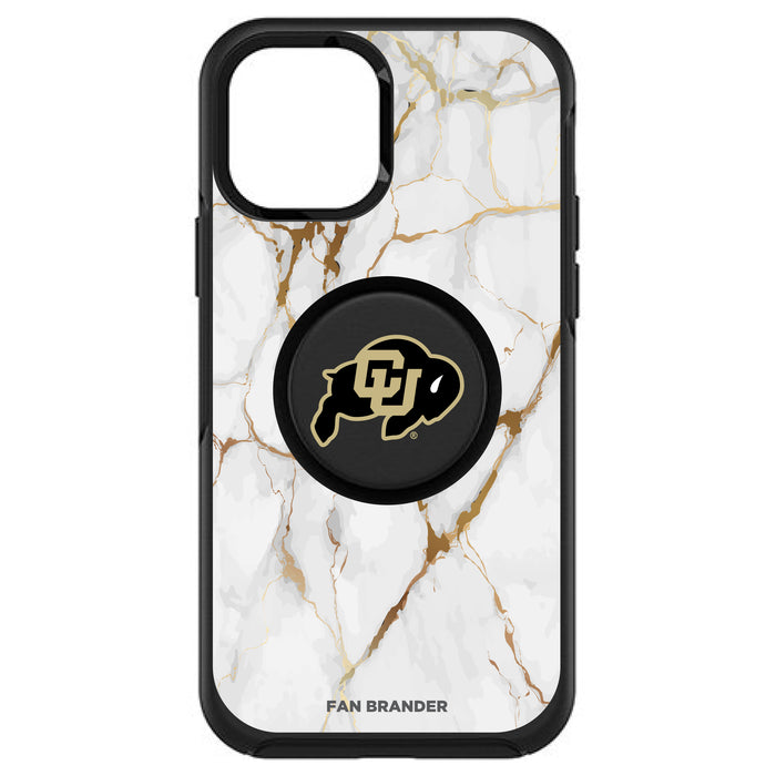 OtterBox Otter + Pop symmetry Phone case with Colorado Buffaloes White Marble Background