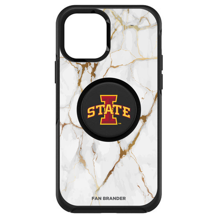 OtterBox Otter + Pop symmetry Phone case with Iowa State Cyclones White Marble Background