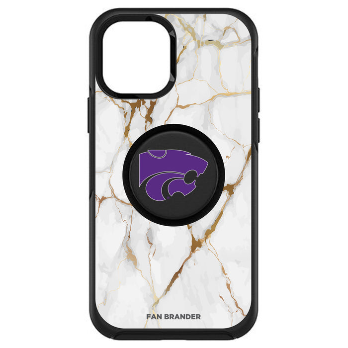 OtterBox Otter + Pop symmetry Phone case with Kansas State Wildcats White Marble Background