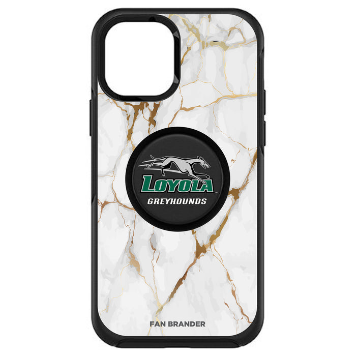 OtterBox Otter + Pop symmetry Phone case with Loyola Univ Of Maryland Hounds White Marble Background
