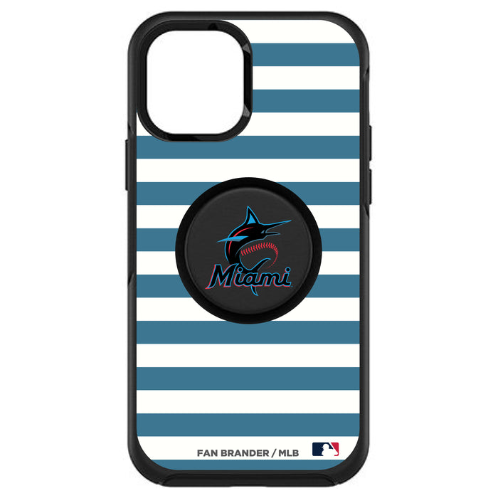 OtterBox Otter + Pop symmetry Phone case with Miami Marlins Primary Logo and Striped Design