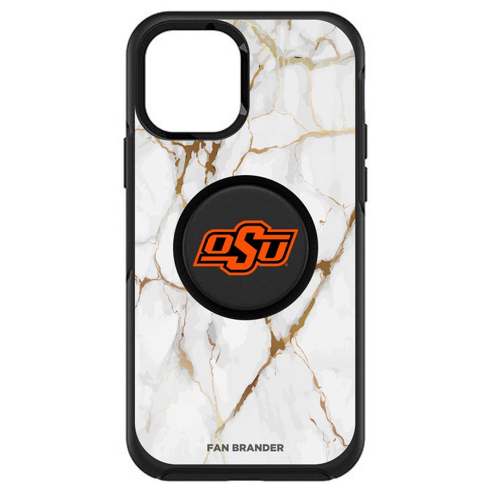 OtterBox Otter + Pop symmetry Phone case with Oklahoma State Cowboys White Marble Background