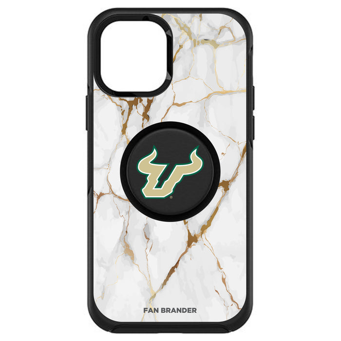 OtterBox Otter + Pop symmetry Phone case with South Florida Bulls White Marble Background
