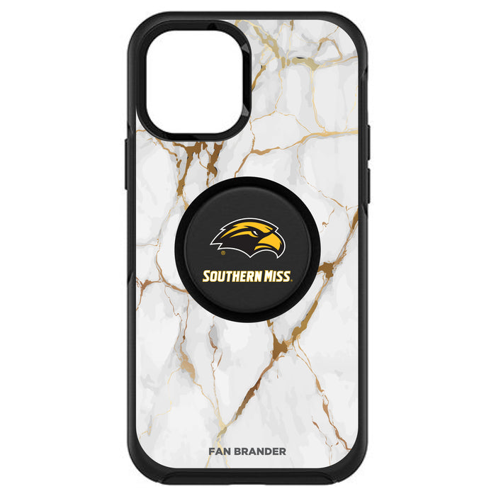 OtterBox Otter + Pop symmetry Phone case with Southern Mississippi Golden Eagles White Marble Background