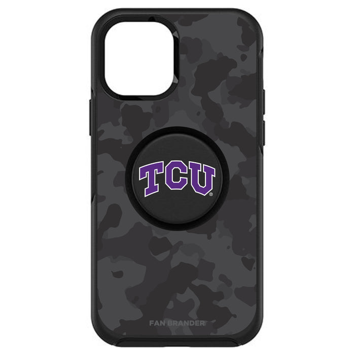 OtterBox Otter + Pop symmetry Phone case with Texas Christian University Horned Frogs Urban Camo background