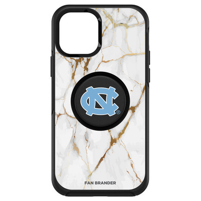 OtterBox Otter + Pop symmetry Phone case with UNC Tar Heels White Marble Background