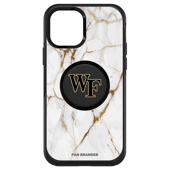 OtterBox Otter + Pop symmetry Phone case with Wake Forest Demon Deacons White Marble Background