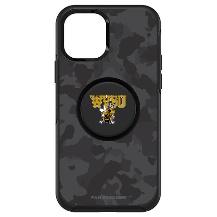 OtterBox Otter + Pop symmetry Phone case with West Virginia State Univ Yellow Jackets Urban Camo background