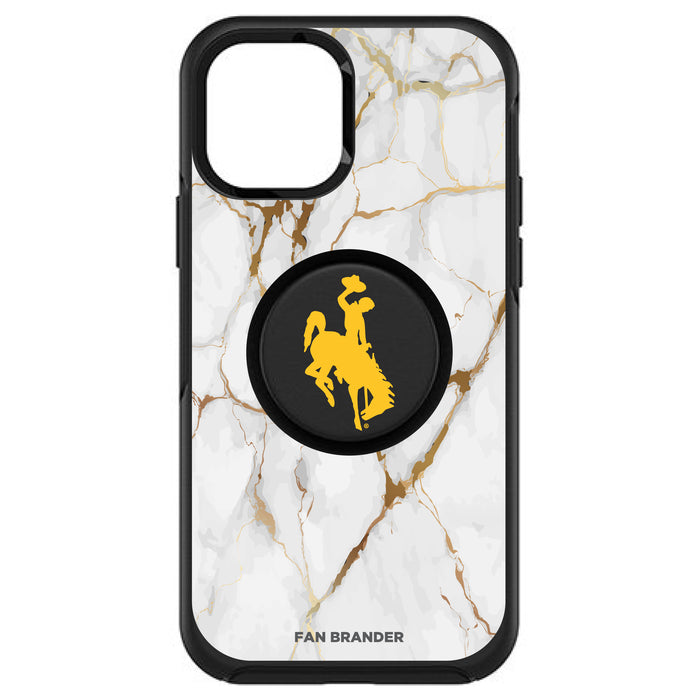 OtterBox Otter + Pop symmetry Phone case with Wyoming Cowboys White Marble Background