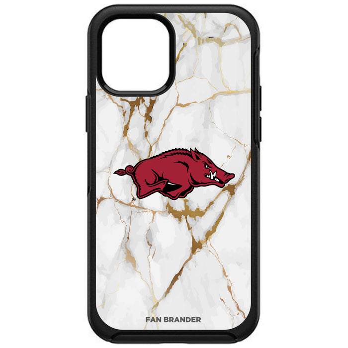 OtterBox Black Phone case with Arkansas Razorbacks White Marble Background