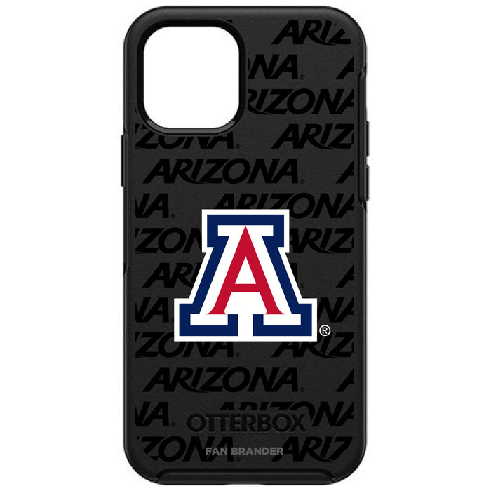 OtterBox Black Phone case with Arizona Wildcats Primary Logo on Repeating Wordmark Background