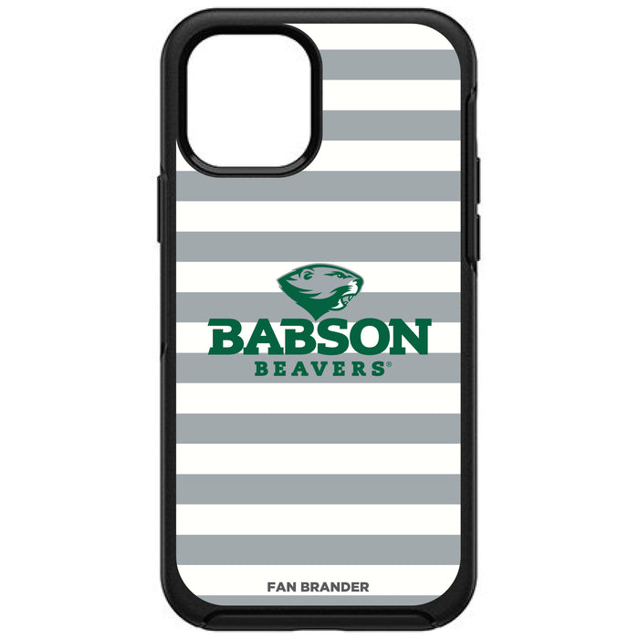 OtterBox Black Phone case with Babson University Tide Primary Logo and Striped Design