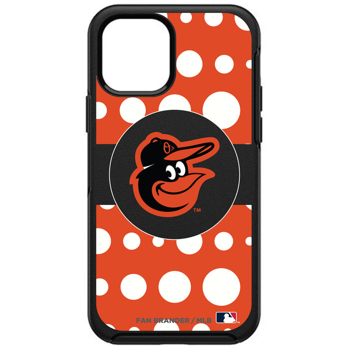 OtterBox Black Phone case with Baltimore Orioles Primary Logo and Polka Dots Design