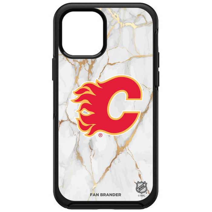 OtterBox Black Phone case with Calgary Flames White Marble design