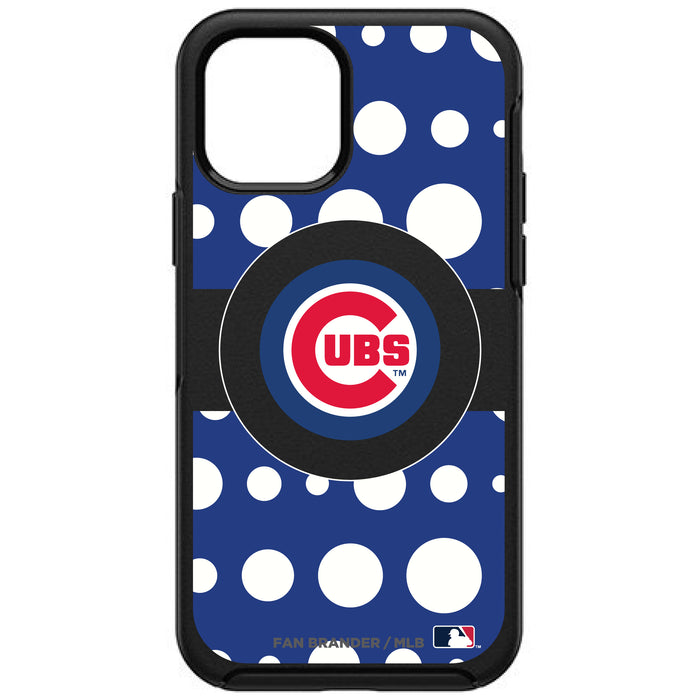 OtterBox Black Phone case with Chicago Cubs Primary Logo and Polka Dots Design