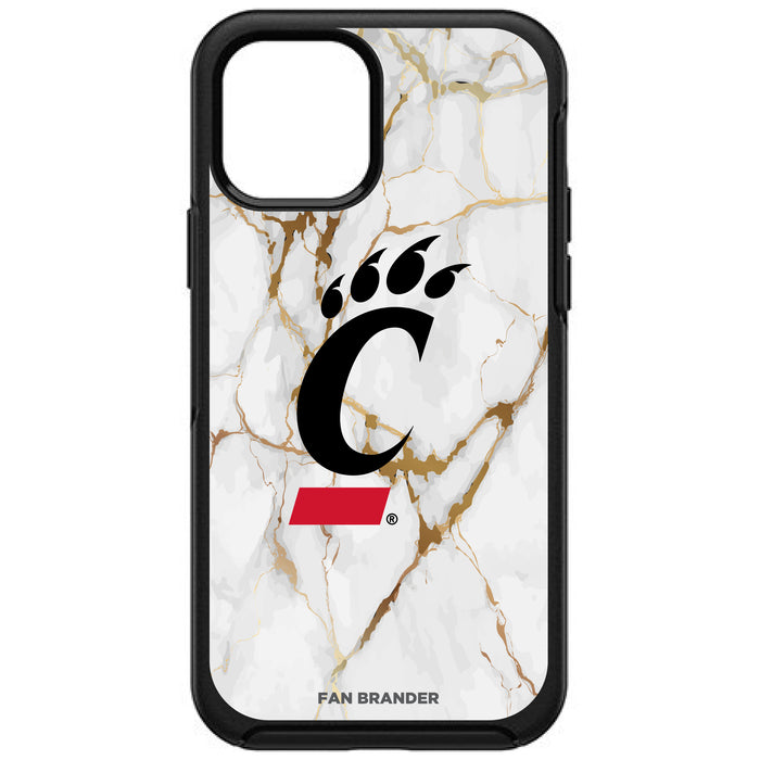OtterBox Black Phone case with Cincinnati Bearcats White Marble Background