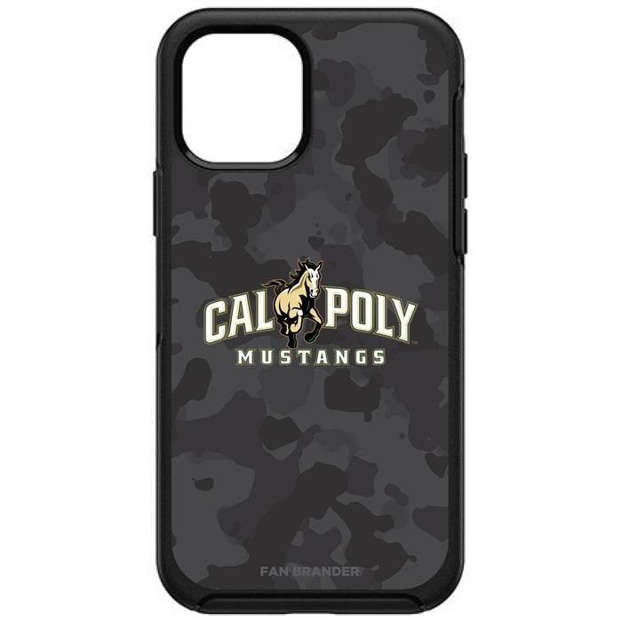 OtterBox Black Phone case with Cal Poly Mustangs Urban Camo Background