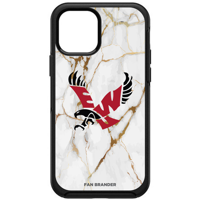 OtterBox Black Phone case with Eastern Washington Eagles Tide White Marble Background