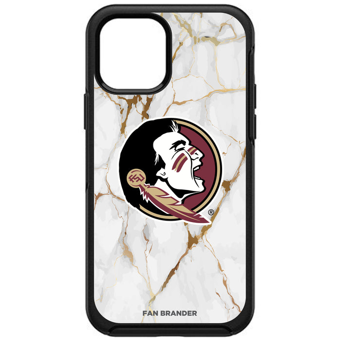 OtterBox Black Phone case with Florida State Seminoles White Marble Background