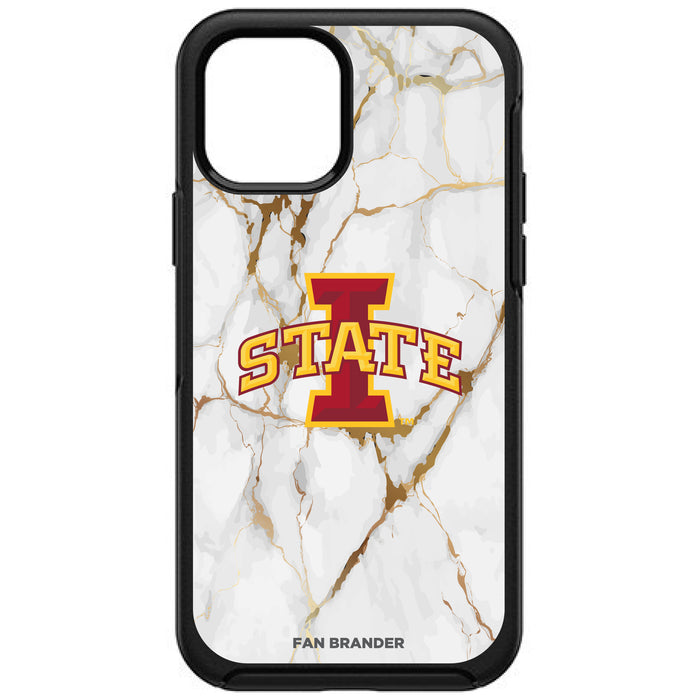 OtterBox Black Phone case with Iowa State Cyclones Tide White Marble Background