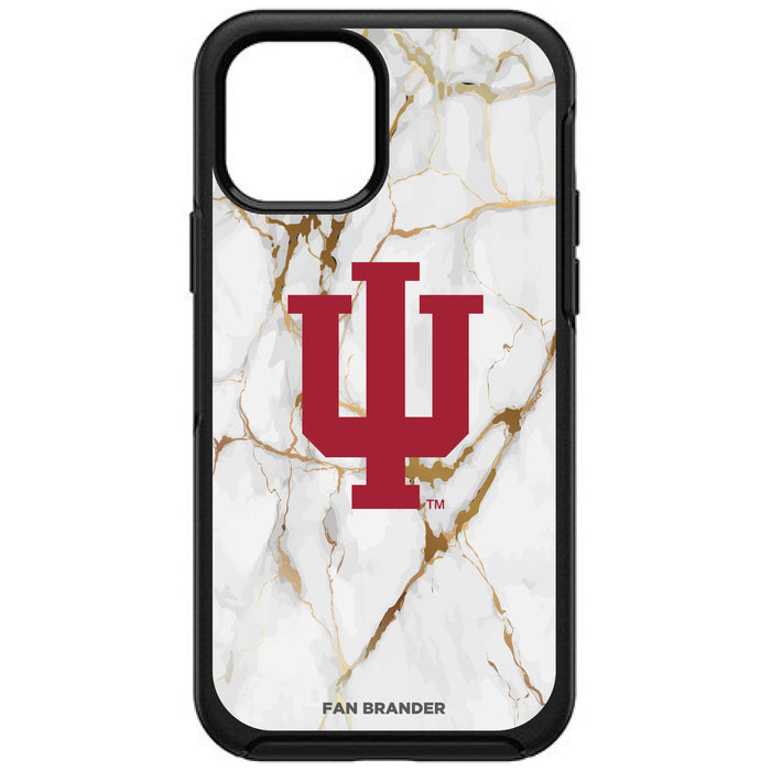 OtterBox Black Phone case with Indiana Hoosiers Tide White Marble Background