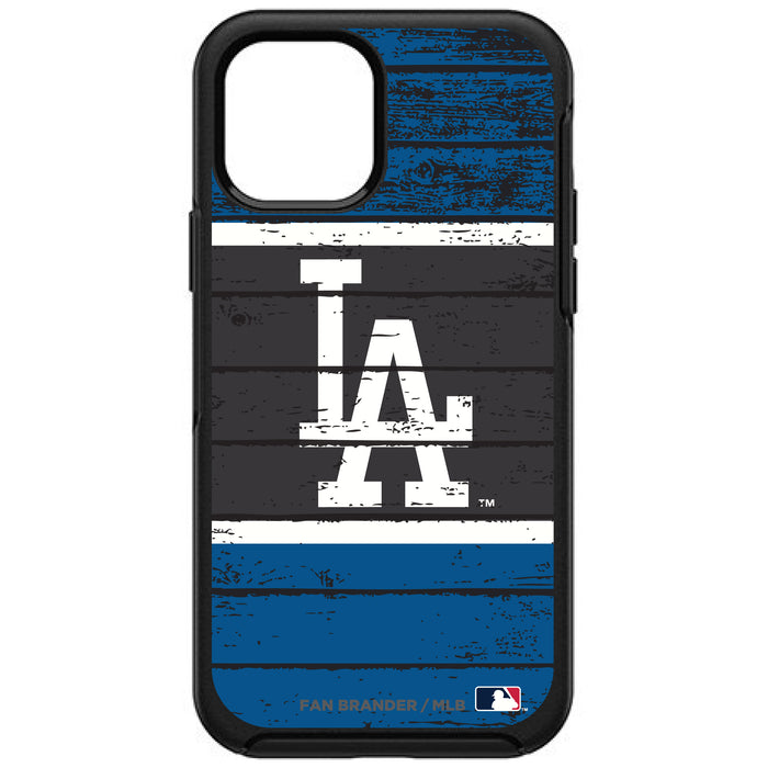 OtterBox Black Phone case with Los Angeles Dodgers Primary Logo on Wood Design