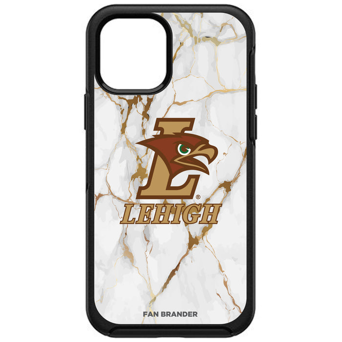 OtterBox Black Phone case with Lehigh Mountain Hawks Tide White Marble Background