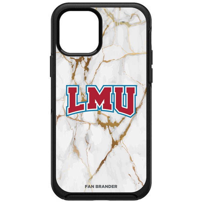 OtterBox Black Phone case with Loyola Marymount University Lions Tide White Marble Background