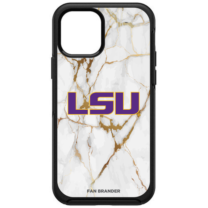 OtterBox Black Phone case with LSU Tigers Tide White Marble Background