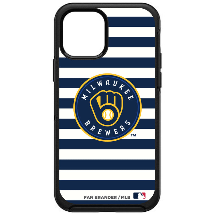 OtterBox Black Phone case with Milwaukee Brewers Primary Logo and Striped Design