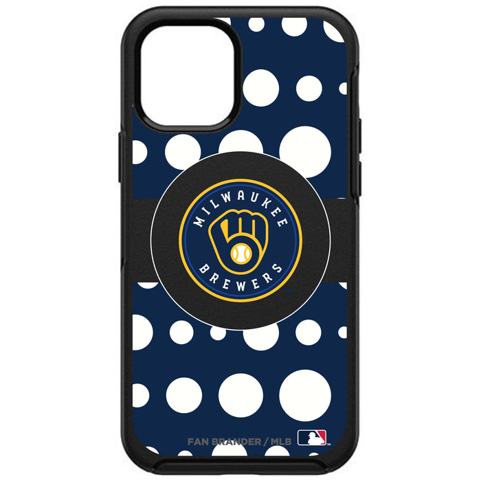 OtterBox Black Phone case with Milwaukee Brewers Primary Logo and Polka Dots Design
