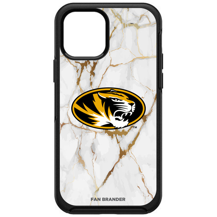 OtterBox Black Phone case with Missouri Tigers Tide White Marble Background