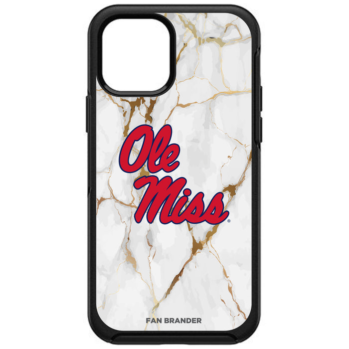 OtterBox Black Phone case with Mississippi Ole Miss Tide White Marble Background