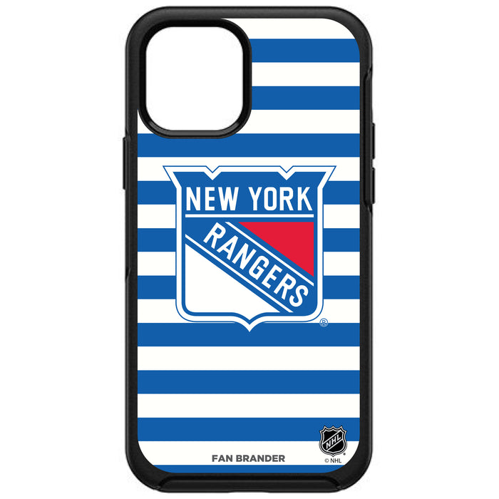 OtterBox Black Phone case with New York Rangers Primary Logo and Striped Design