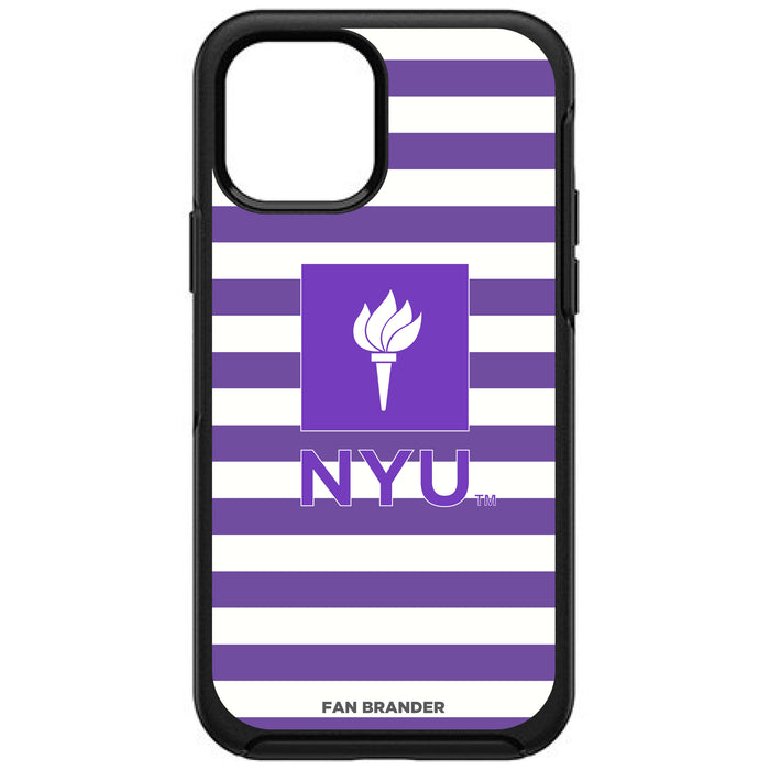 OtterBox Black Phone case with NYU Tide Primary Logo and Striped Design