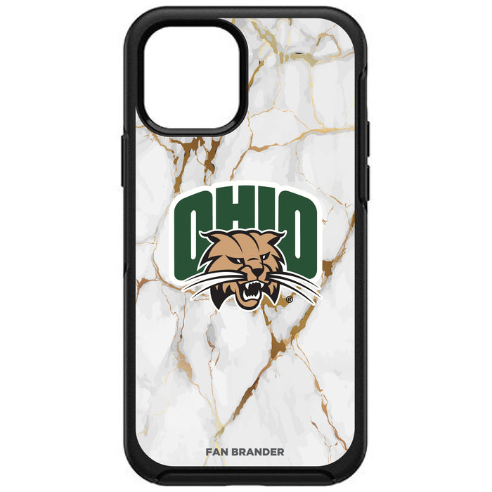 OtterBox Black Phone case with Ohio University Bobcats Tide White Marble Background