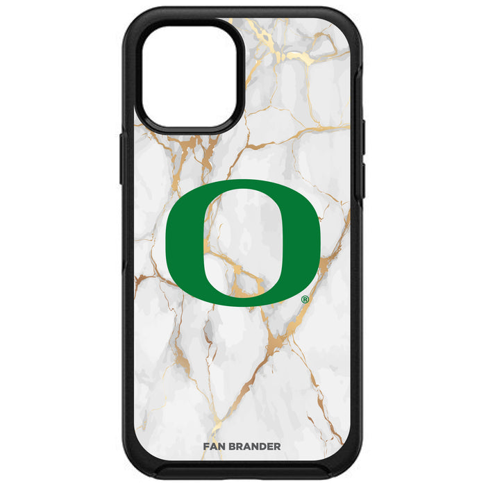 OtterBox Black Phone case with Oregon Ducks White Marble Background