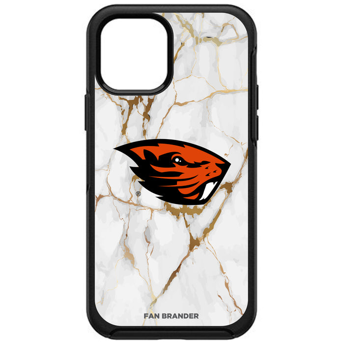 OtterBox Black Phone case with Oregon State Beavers Tide White Marble Background