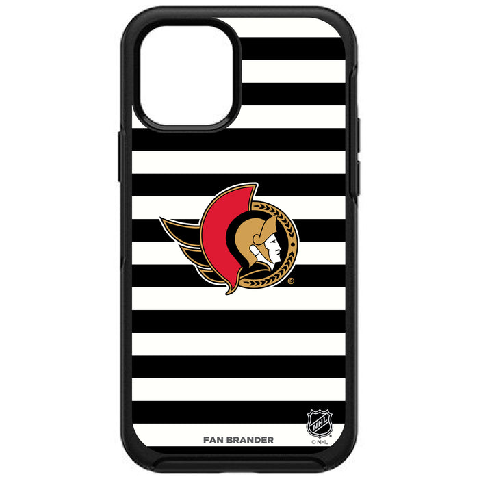 OtterBox Black Phone case with Ottawa Senators Primary Logo and Striped Design