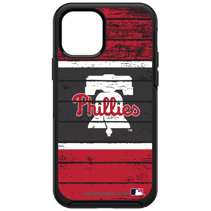 OtterBox Black Phone case with Philadelphia Phillies Primary Logo on Wood Design